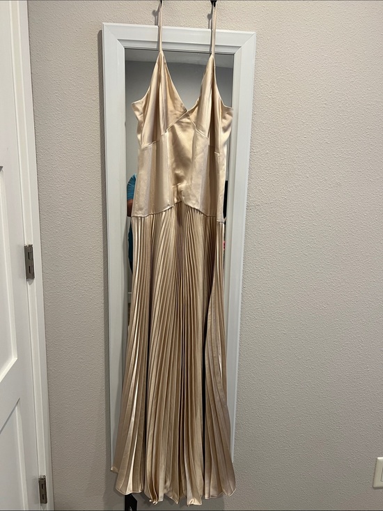 Astr Dresses & Skirts - ASTR Gold Satin Pleated Maxi Dress